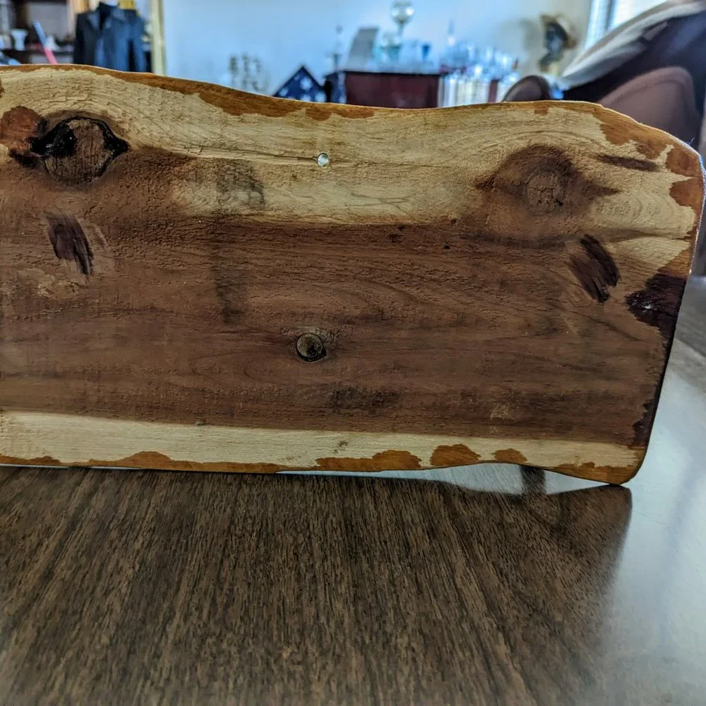 Wood wall plaque with owl and adjustable hooks for hanging items